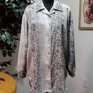 Vintage Snake Print Button Down Blouse - Size 16W